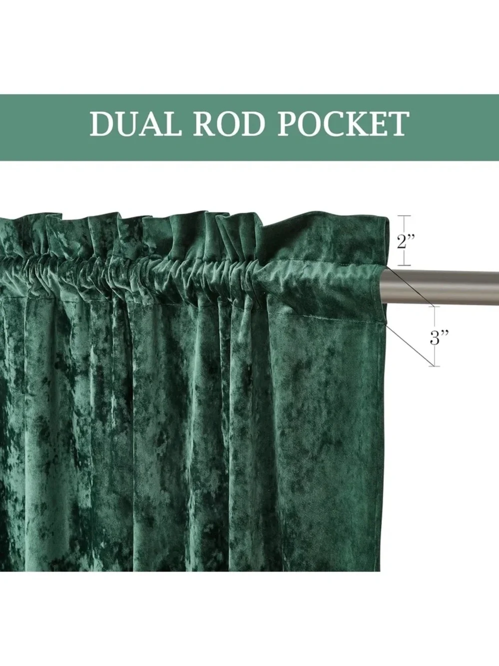 Emerald Green Velvet Curtain Panel set 50x84in